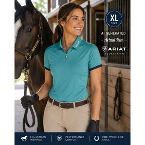 AriatTEK Womens Bandera 1/4 Zip Polo Shirt Teal Sun Protection Top NWT Size XXL